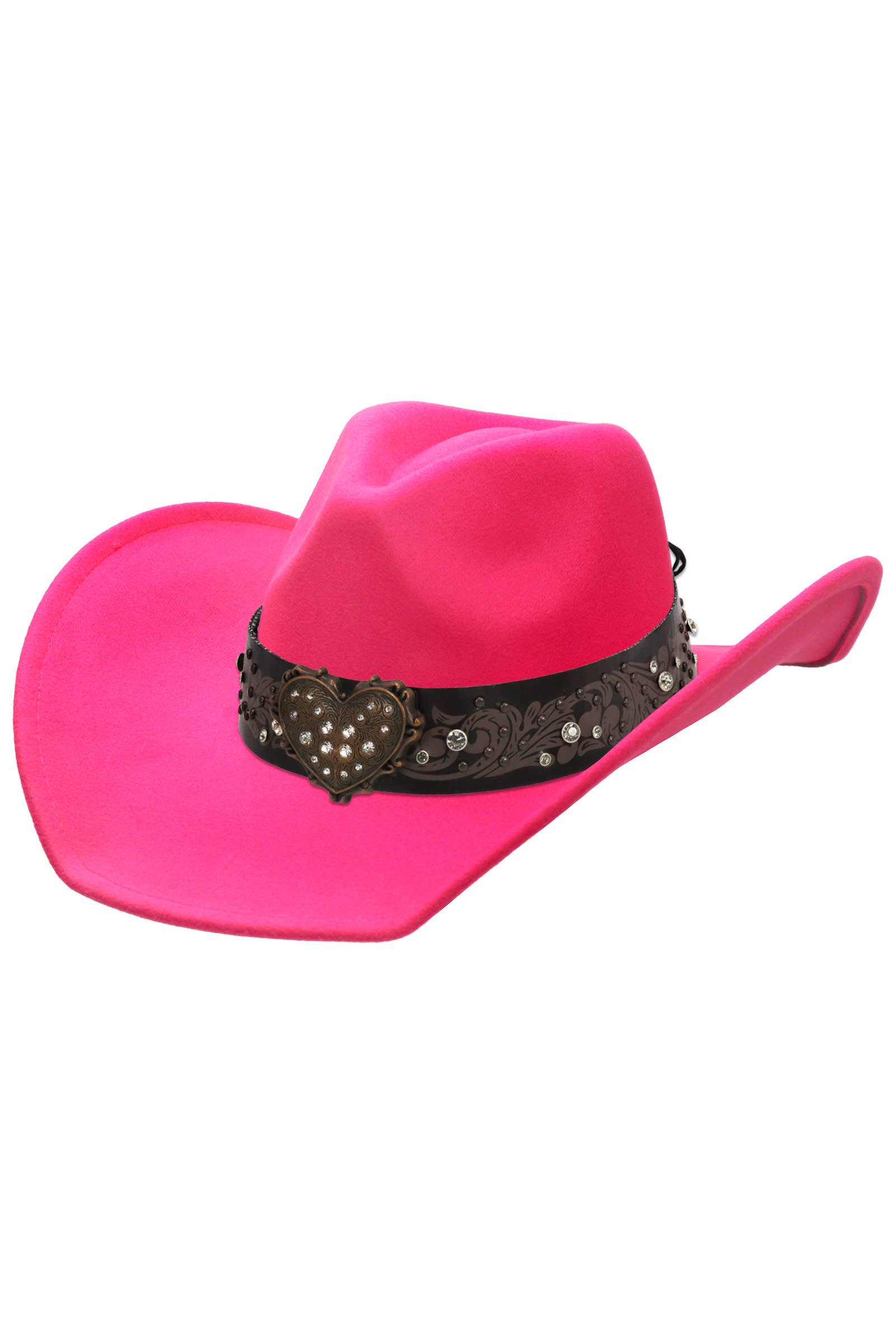 Cap Zone - Venta al por mayor Sombrero cowboy - Unisex - Sombrero vaquero de fieltro con cinturón de strass en forma de corazón8