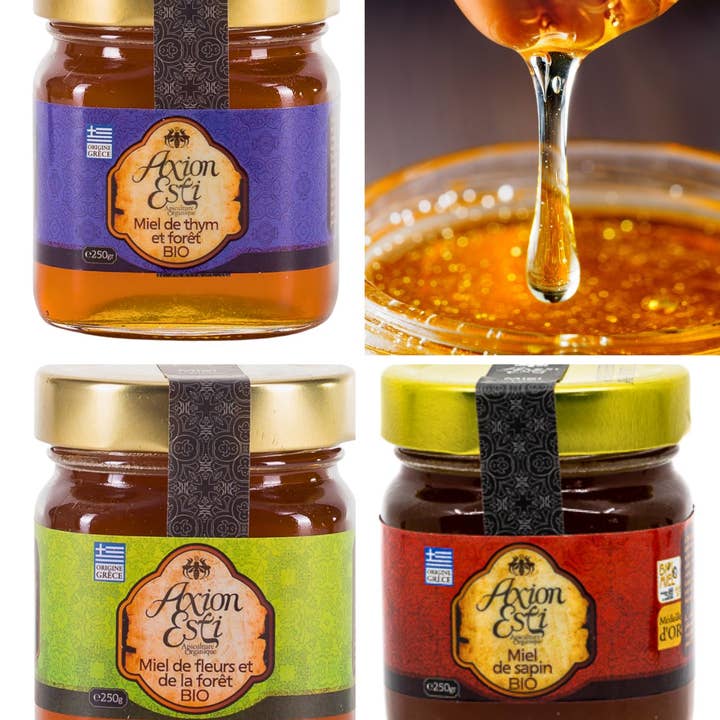 Helene Delices Grecs - Vente Miel - Miel biologique avec morceau d'alvéole 250g3