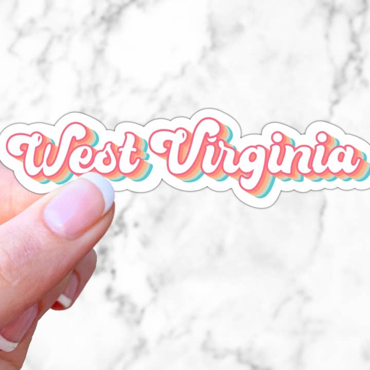 Retro West Virginia Sticker for wholesale by Simply Fangirl Designs