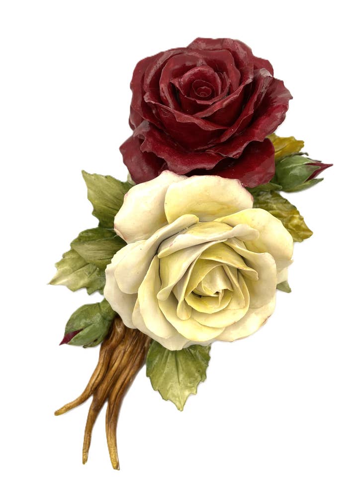 AF16 - Duo af kejserlige roser i porcelæn Made In Italy for engroshandel hos LUEM ART ceramiche e porcellane di Capodimonte Made In Italy