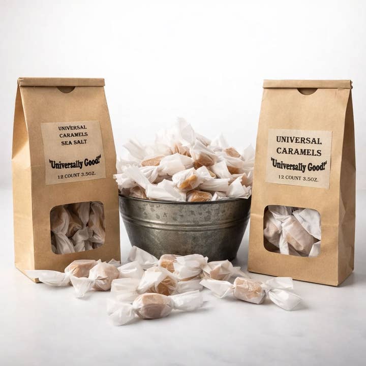 Gammaldags, Gourmet VIT CHOKLAD Karameller för wholesale av Universal Caramels