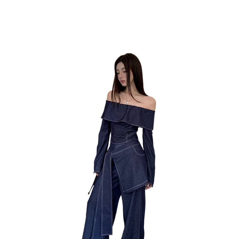 Marayn – wholesale Top & pants set (NOT Loungewear) – Women's – Retro Cowgirl Chic OffShoulder Top  WideLeg Set18