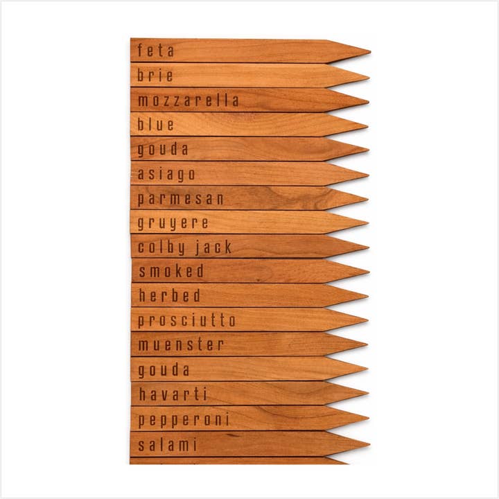 Charcuterie Wooden Meat + Cheese Picks // Engraved // Cherry for wholesale by Jus Sayin'
