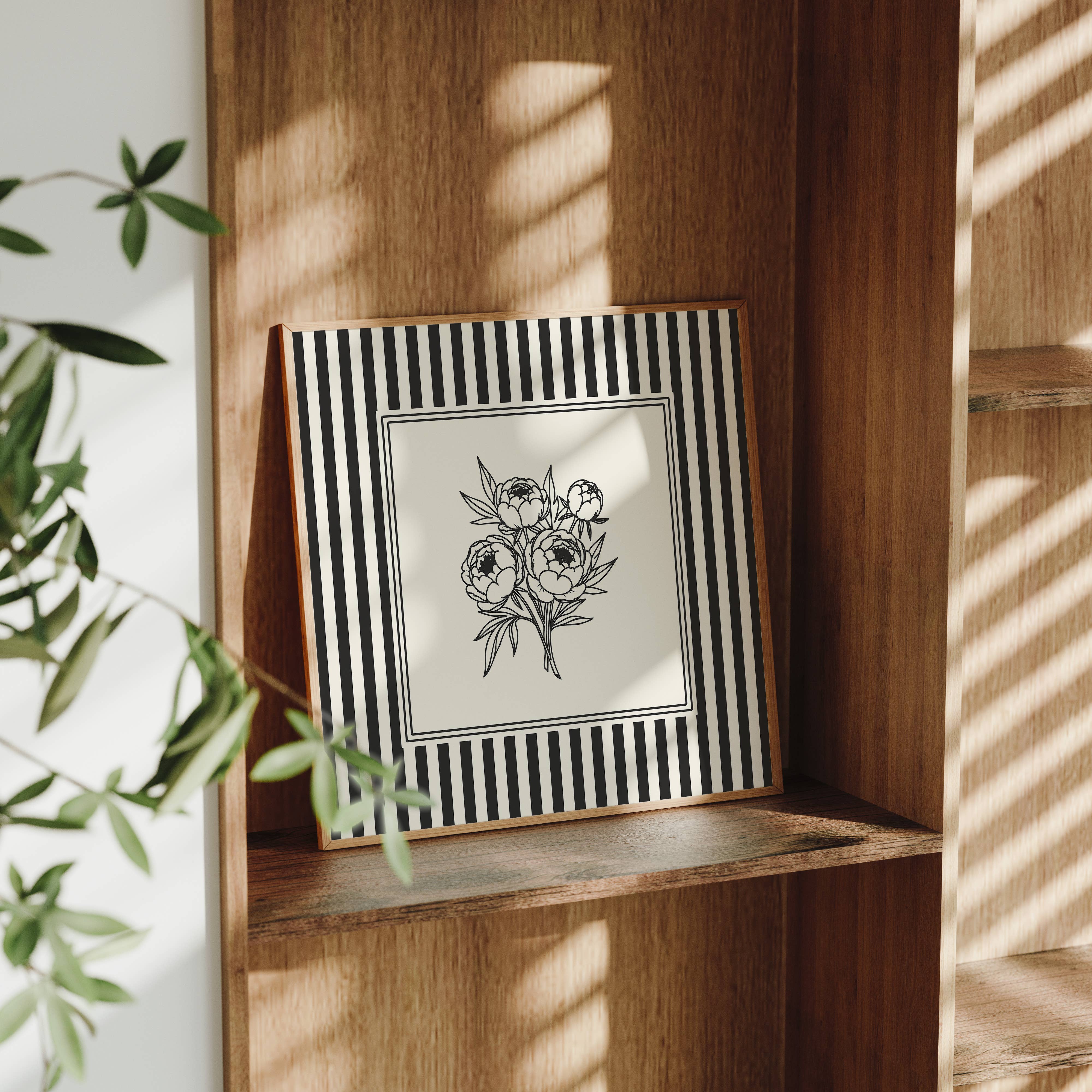 Paperly Creative Co - Wholesale Art Print - Minimalist Black & White Peonies Art Print II3