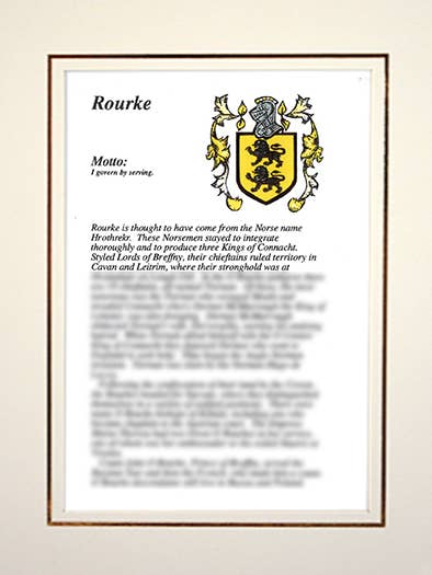 Rourke for wholesale by Family Histories