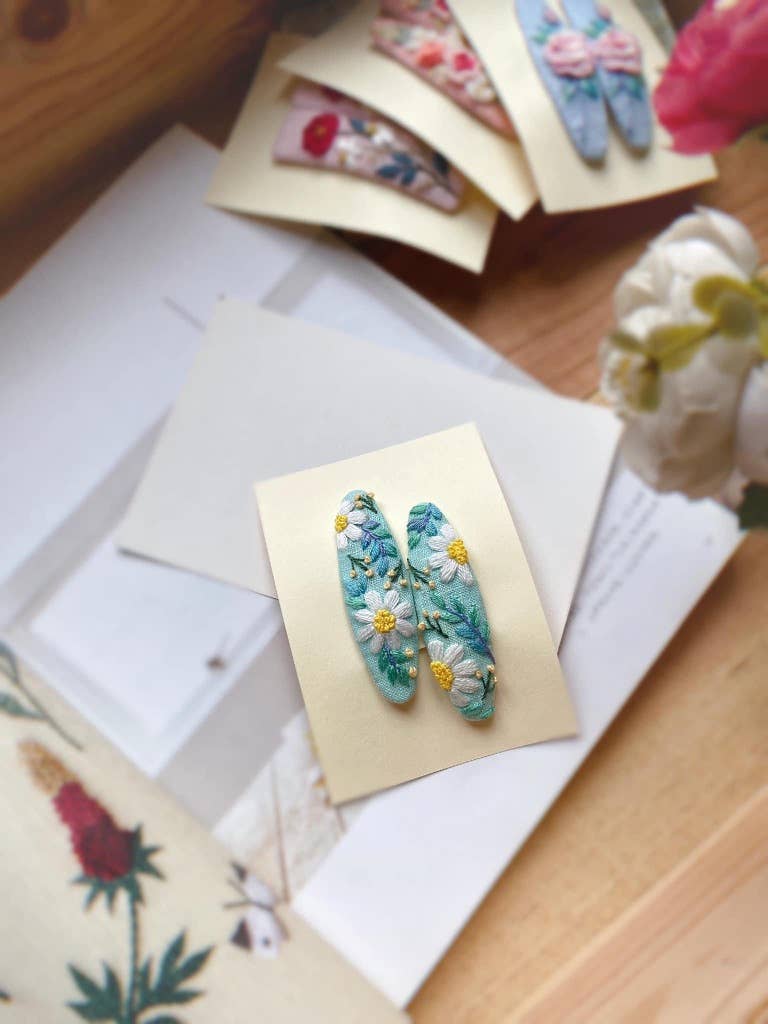 Quince Fables - Wholesale Barrette - Women's - 3D Floral Embroidered Hair Barrette, Kylie Collection5