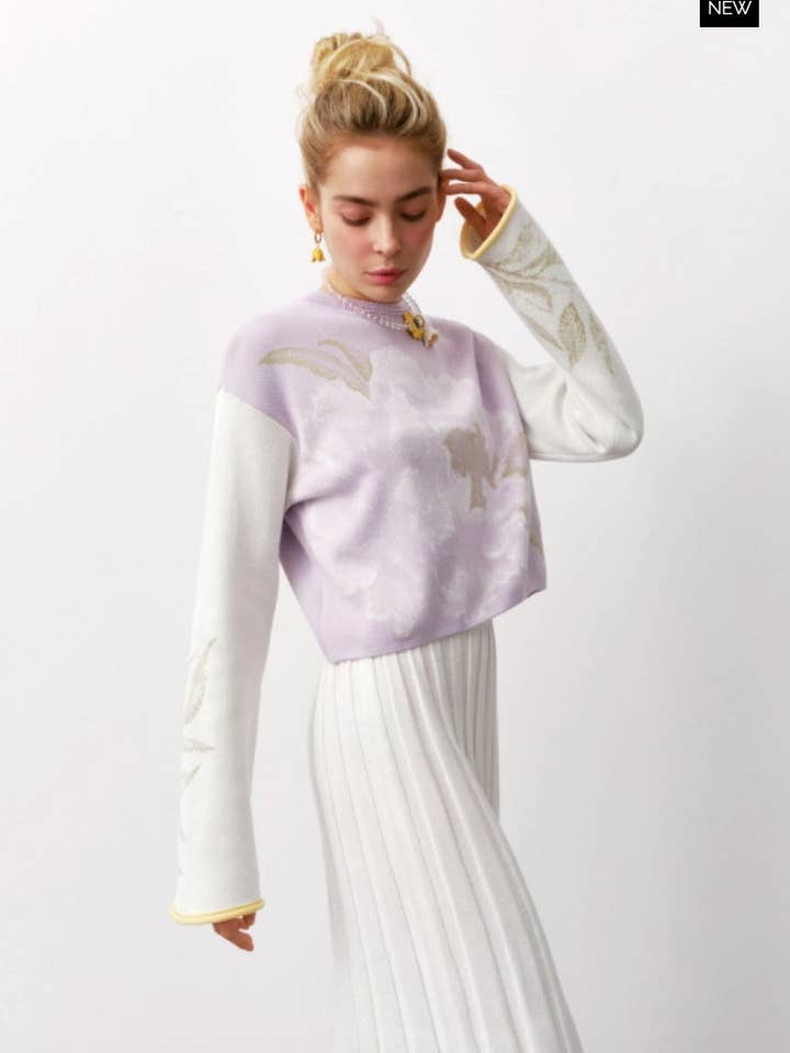 Knitted Crew Neck Jumper with Print for wholesale by Nenya Fashion Limited