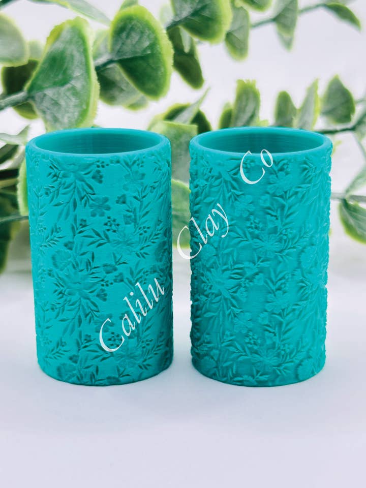 Wildflowers Polymer Clay / Cookie Dough Texture Roller for wholesale by CaliLu Clay Co.