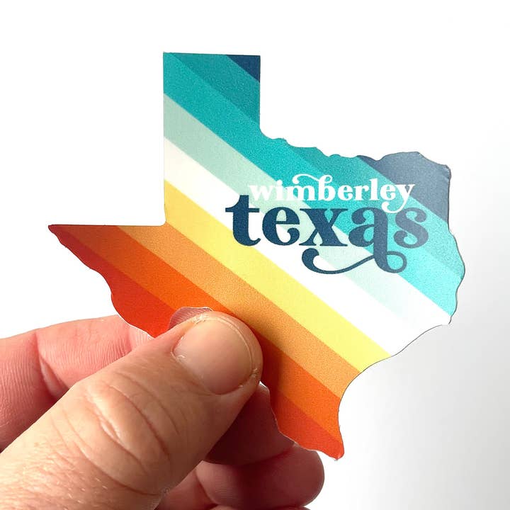 Custom Retro Texas Sticker for wholesale by Hemlock & Heather