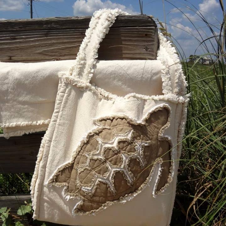 Sandy by the Sea Designs - Wholesale Beach Bag - COASTAL SEA TURTLE BEACH BAG