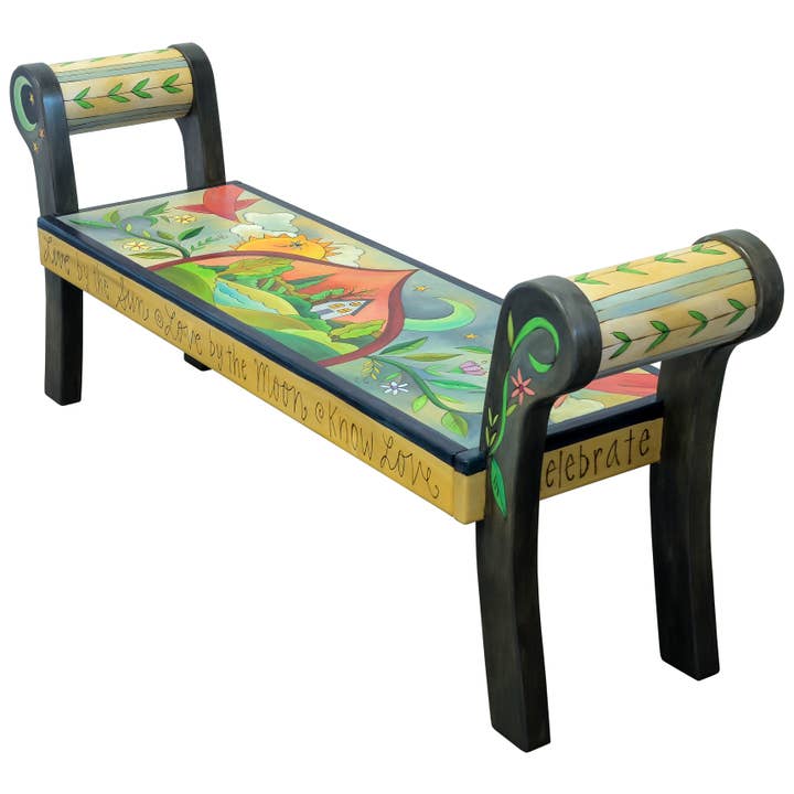 Handmade Rolled Arm Bench for wholesale by Sticks