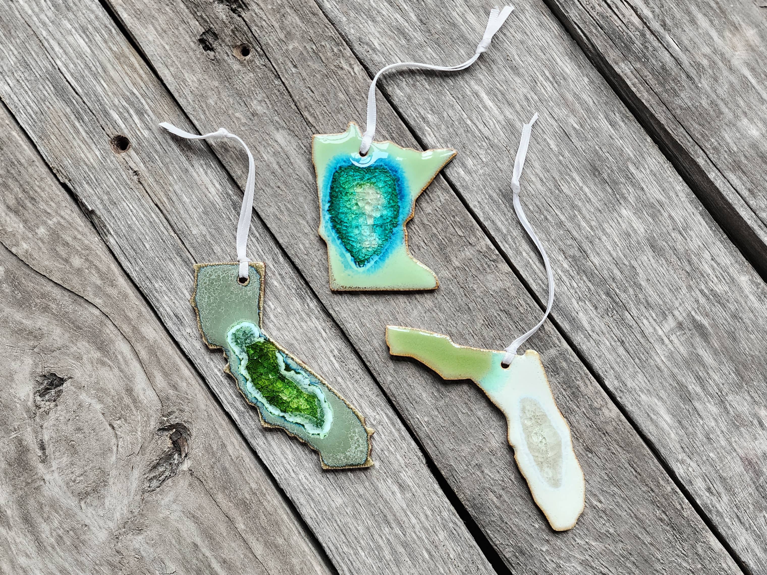 Dock 6 Pottery - Wholesale Ornament - State Shaped Ornament - All 50 States