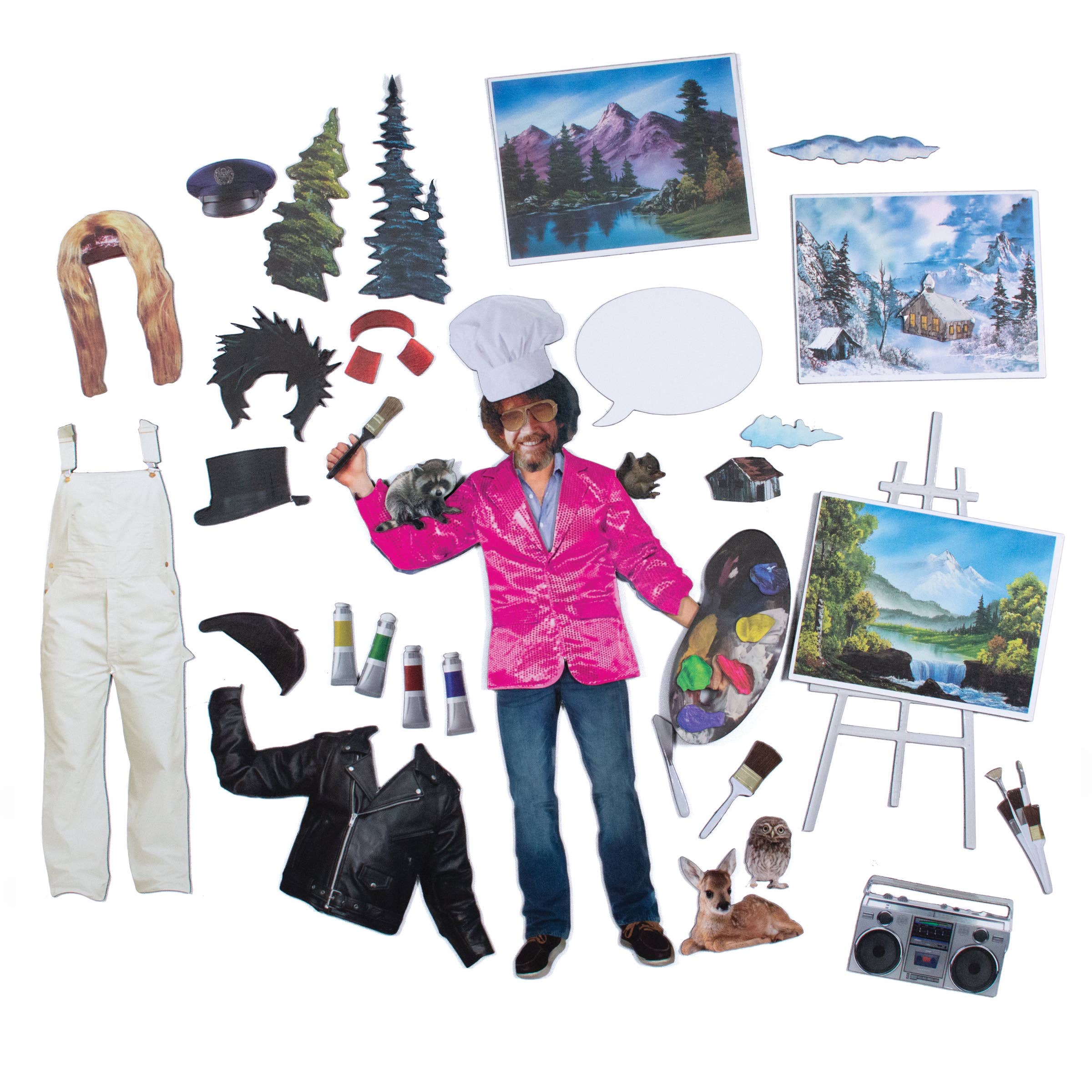 Unemployed Philosophers Guild - Wholesale Magnet - Bob Ross Joy of Painting Magnetic Dress Up Set1