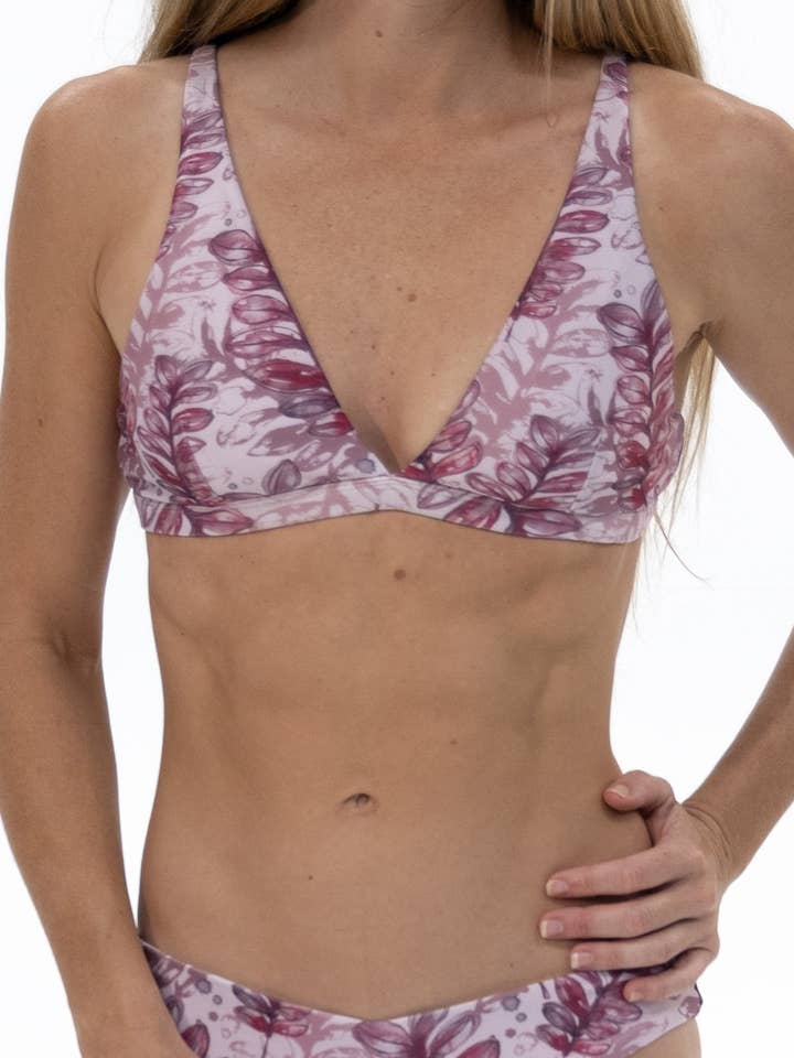 Bikini Triangel-BH mit rosa Blattmuster für den Großhandel von Trevena