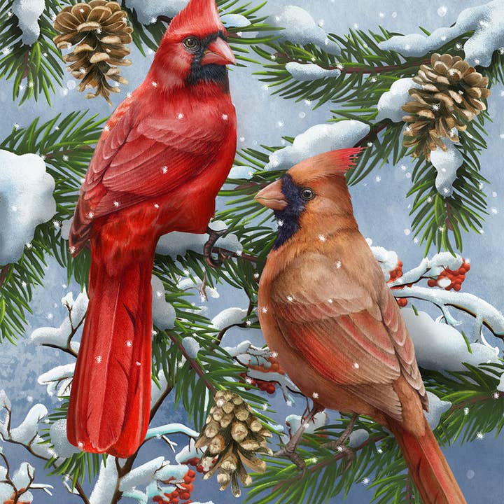 Briarwood Lane - Wholesale Flag - Wintertime Cardinal Pair Winter House Flag 40" x 28"