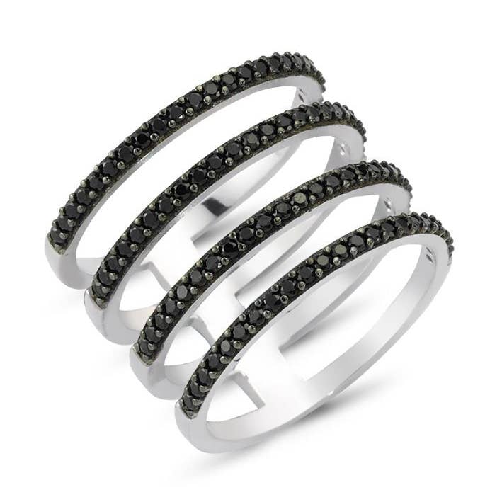 Schwarzer Ring mit vier Linien für den Großhandel von Amorium