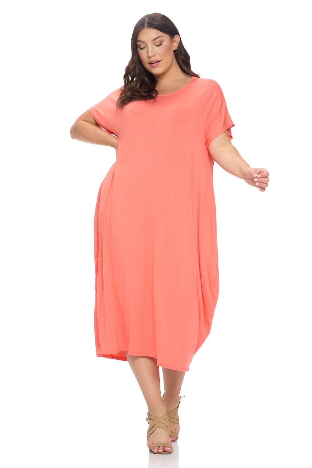 Allium - Wholesale Dress - Women's - Plus Size Cocoon Maxi Dress with Dolman Sleeves1