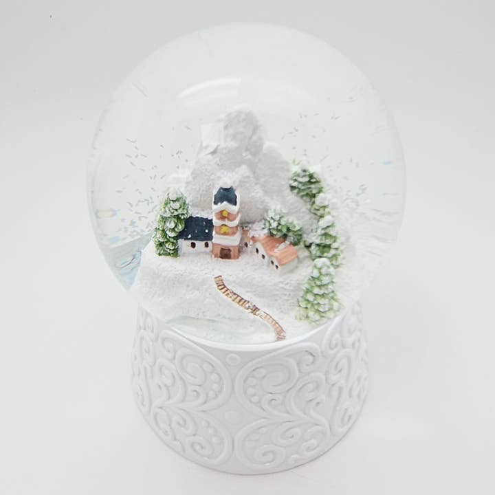 Schneekugelhaus - Wholesale Snow Globe - Nostalgic Snow Globe Mountain Village on White Base7