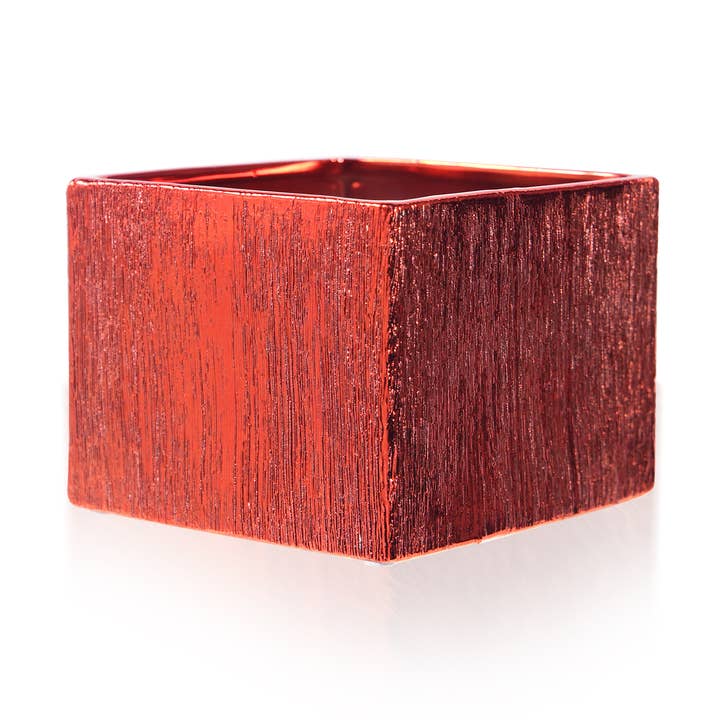 Etched Metallic Red | 6.25" Top - Cube Planter for wholesale by Galore Home