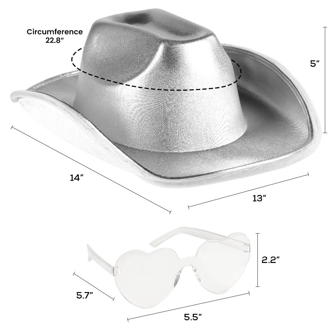 Funcredible - Wholesale Cowboy Hat - Women's - Silver Light Up Cowgirl Hats for Women Western - Stylish Cowboy Hats for Women - FUNCREDIBLE1