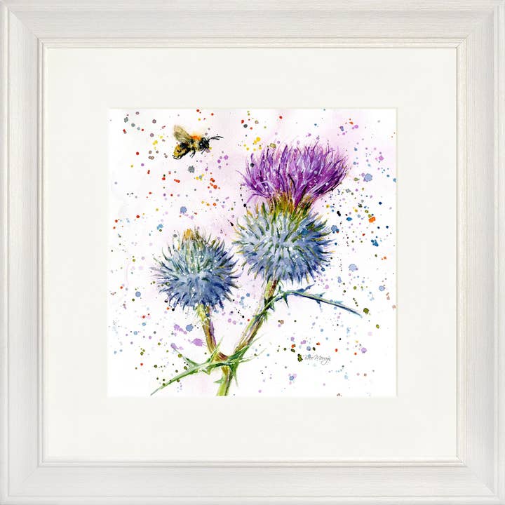 Bee and Thistle Square Framed Print (13" or 19") for wholesale by Bree Merryn Art Ltd