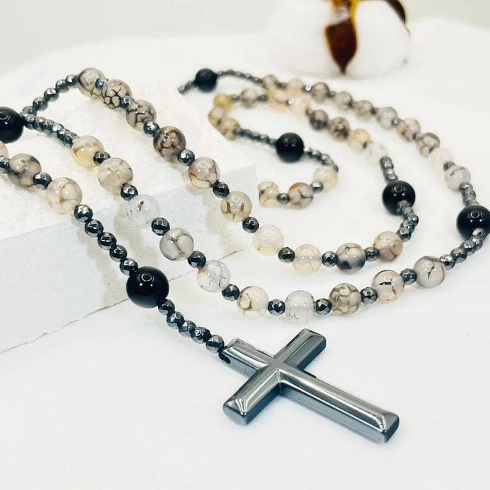 GemMeet - Wholesale Prayer Beads Necklace - Cross Catholic Stone Rosary Necklace 9