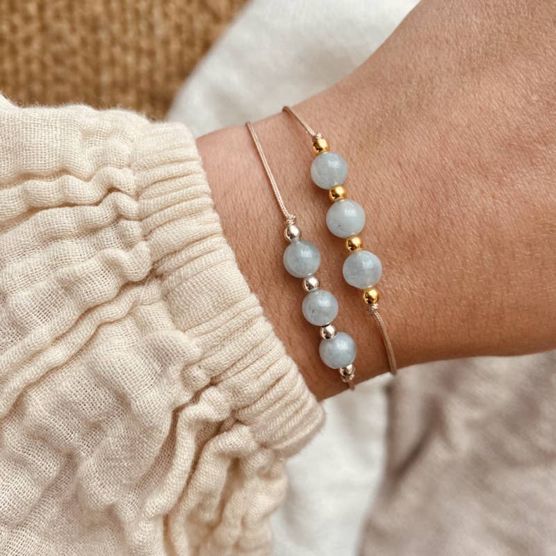 Typisch Shanna - Vendita all'ingrosso Bracciale con perline - Braccialetto con affermazione in pietra preziosa - Acquamarina1