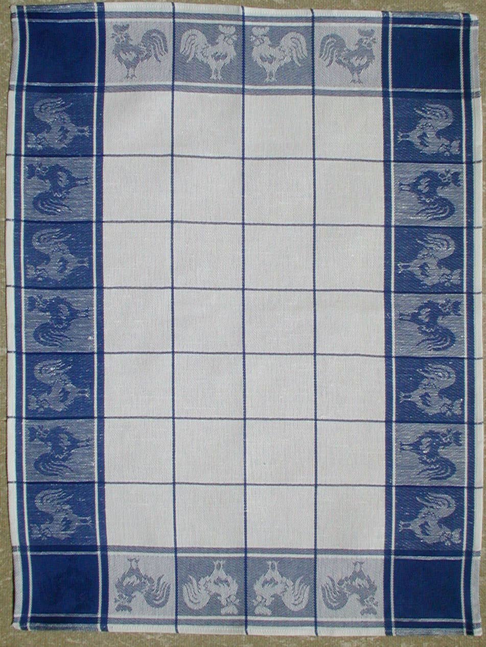 Ulster Linen - Vente Torchons - Torchon en lin et coton avec motif coq1