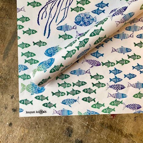 kuki - Wholesale Flat Wrap - “Fish & Sea” wrapping paper0