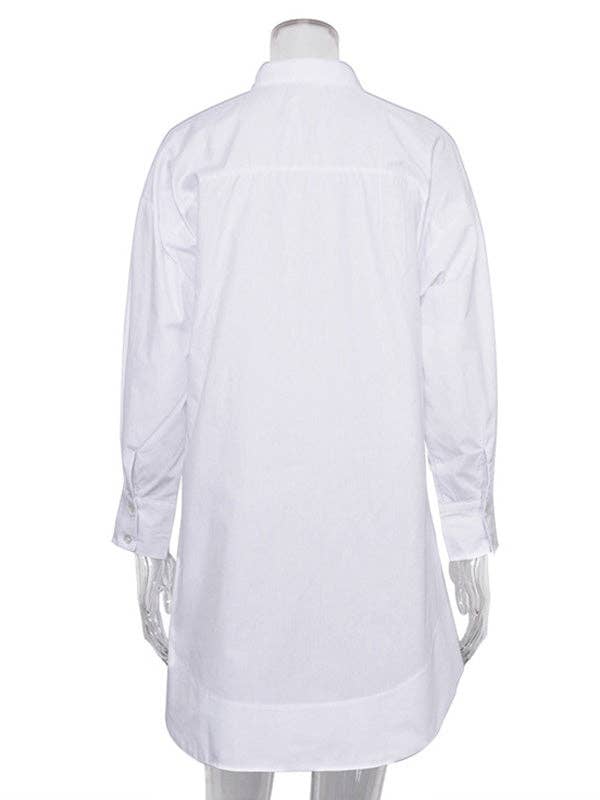 FurDecoration - Venta al por mayor Vestido - Mujer - Vestido camisa casual chic oversize de manga larga6