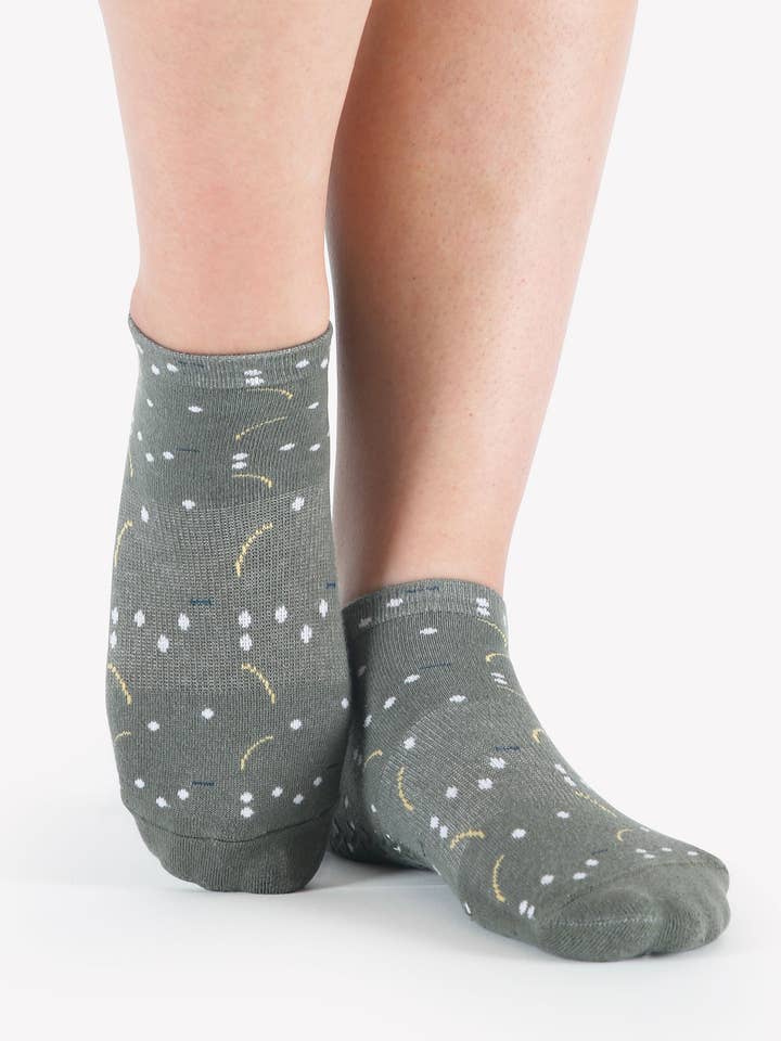 Olive Women's Tick Tock Full Foot Grip Sock– No Slip Cotton Blend for Pilates & Barre for wholesale on Faire0