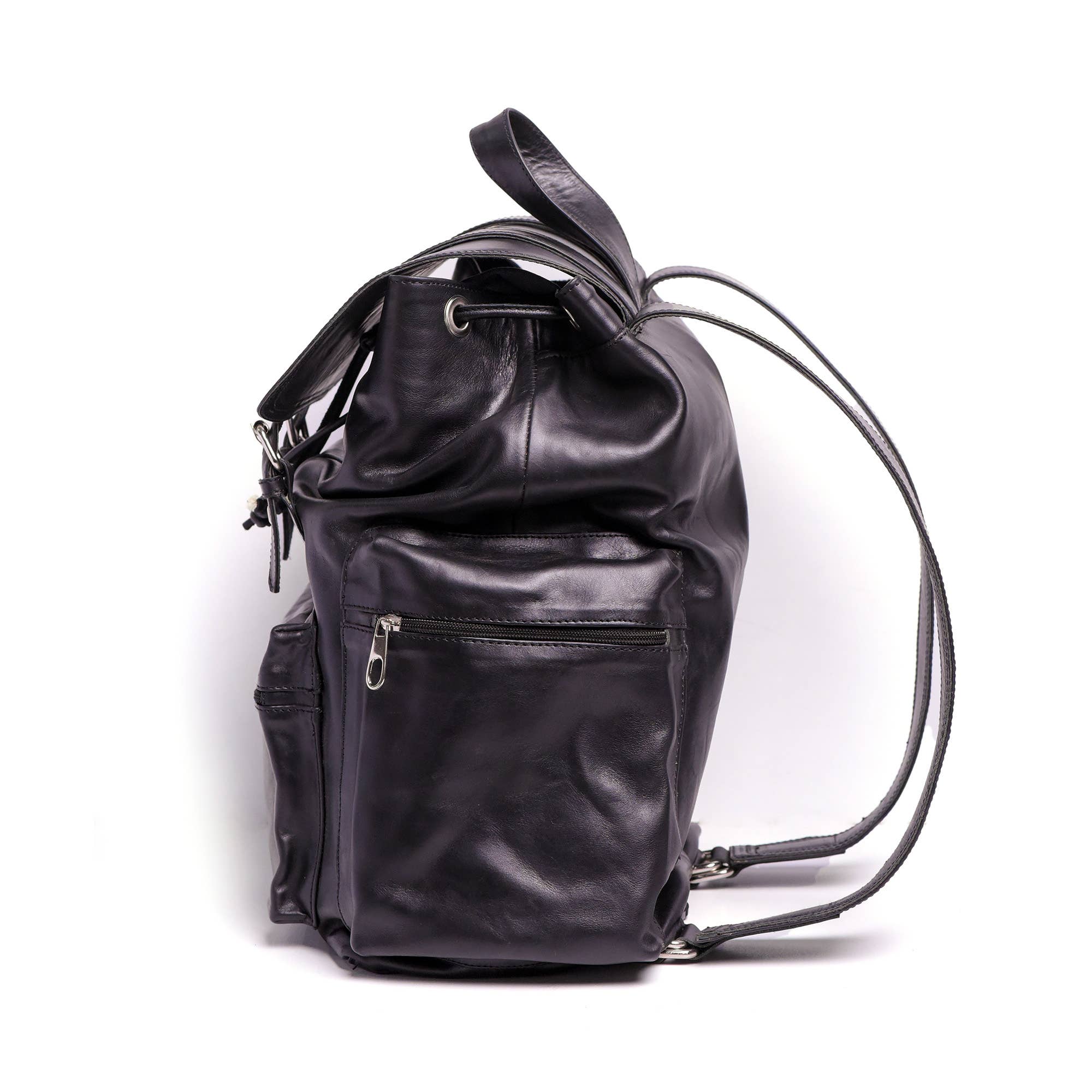 Hammi Leathers - Vendita all'ingrosso Zaino - Unisex - Zaino in Pelle Nera da Viaggio – Elegante e Funzionale2