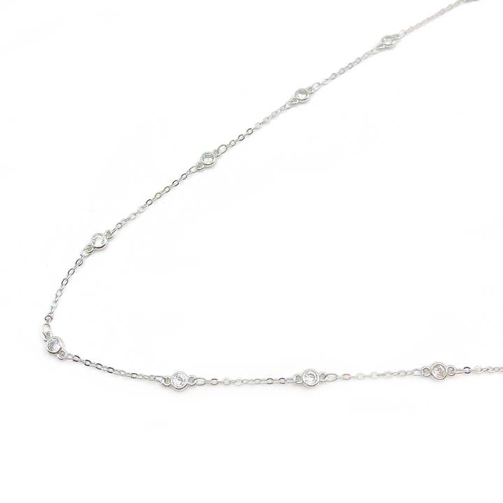 Beads Creation - Wholesale Link & Chain Necklace - Diamond by Yard Round CZ Bezel Chain, Link & Chain Necklace