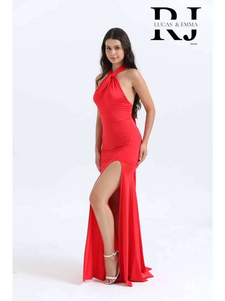 Lucas & Emma - Sarl RJ & co - Wholesale Gown - Women's - Long evening/cocktail dress with BALI collar 251241