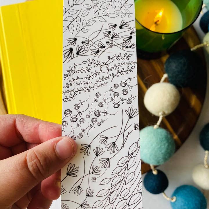 Black and White Floral Bookmark for wholesale by The Book and Nook Shop