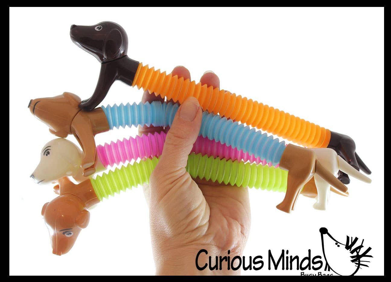Curious Minds Toys - Venta al por mayor Pelota antiestrés - Niños - 1 bonito perro Weiner para tirar, con cierre a presión, con forma de animal expandible y flexible0