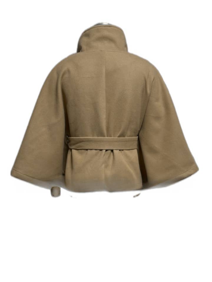 Rosa Clothing - Wholesale Jacket - Women's - Elegance Funnel neck Belt cape jacket12