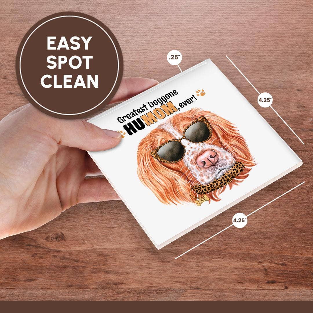 3dRose - Vente Sous-verre - 3dRose, Chien Springer Anglais pour Maman le Jour de la Fête des Mères avec des Lunettes de Soleil à Imprimé Animal, Dessous de Verre6