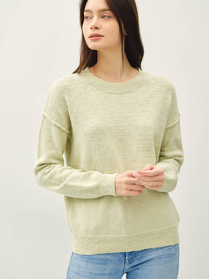 RELAXED FIT COTTON SLUB SWEATER for wholesale by Be Cool
