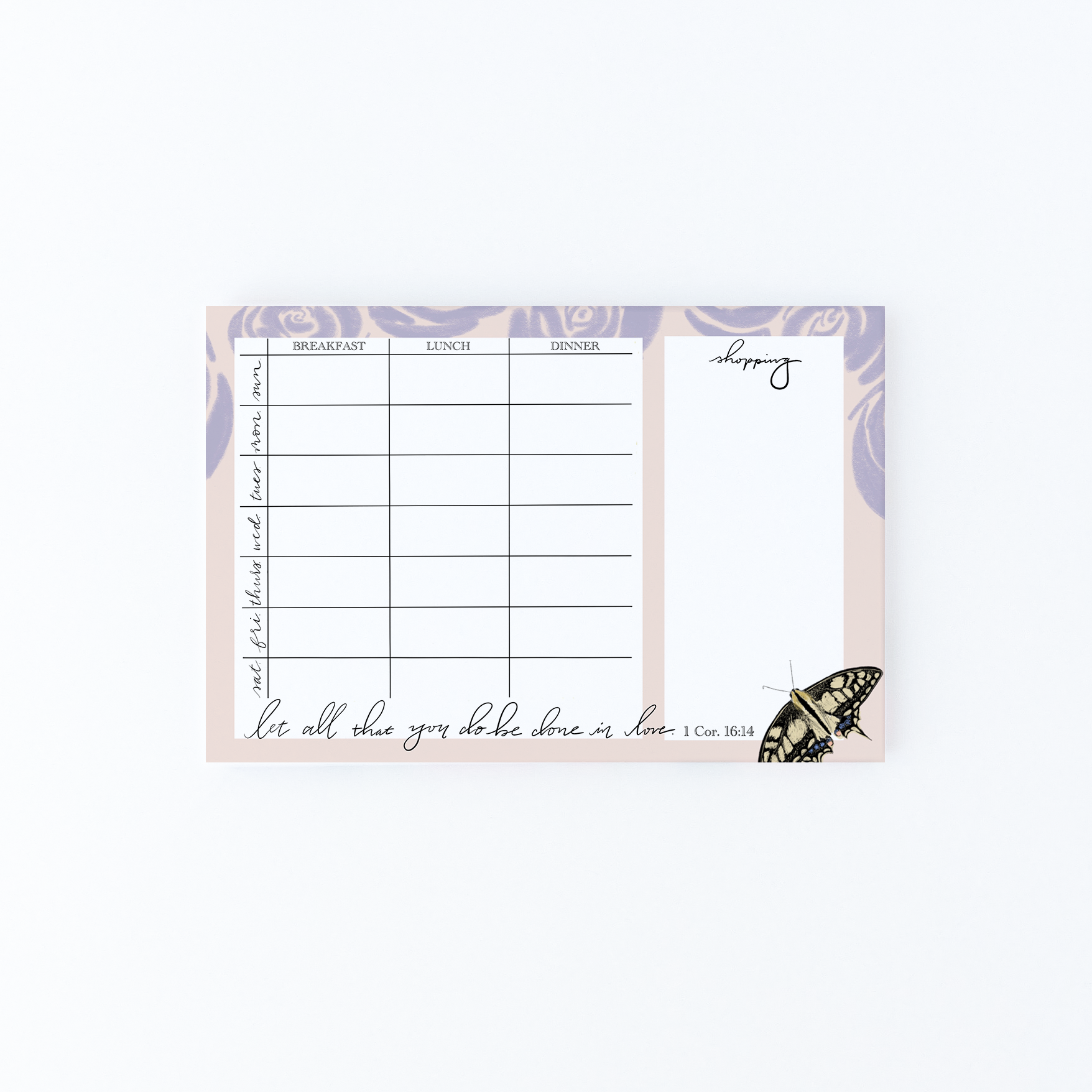 Grace Notes Ltd. - Christian Art and Gifts - Wholesale Notepad - Notepad - meal planner1