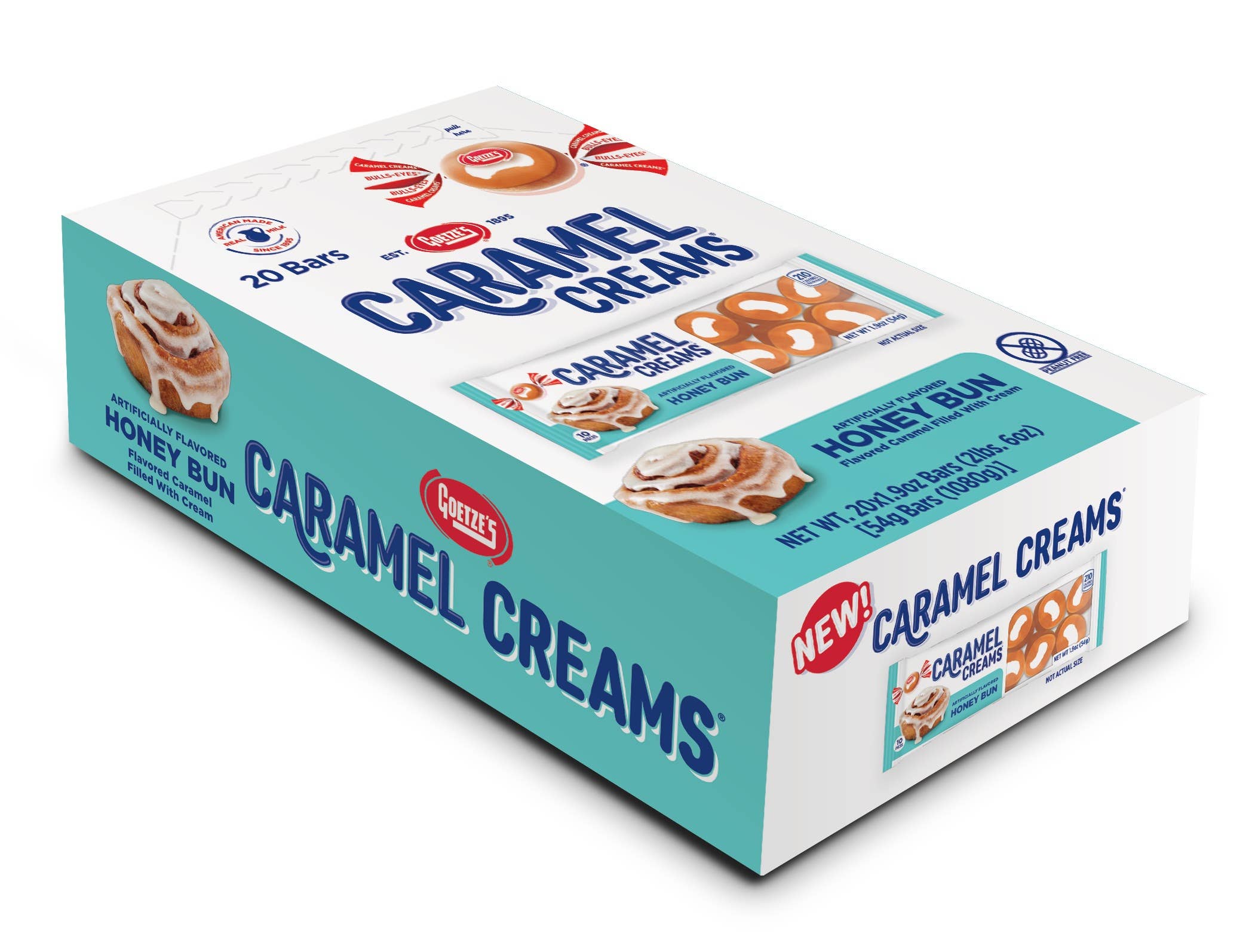 Grandpa Joe's Candy Shop - Wholesale Caramel - Caramel Creams Honey Bun 1.9oz Tray, 20ct0