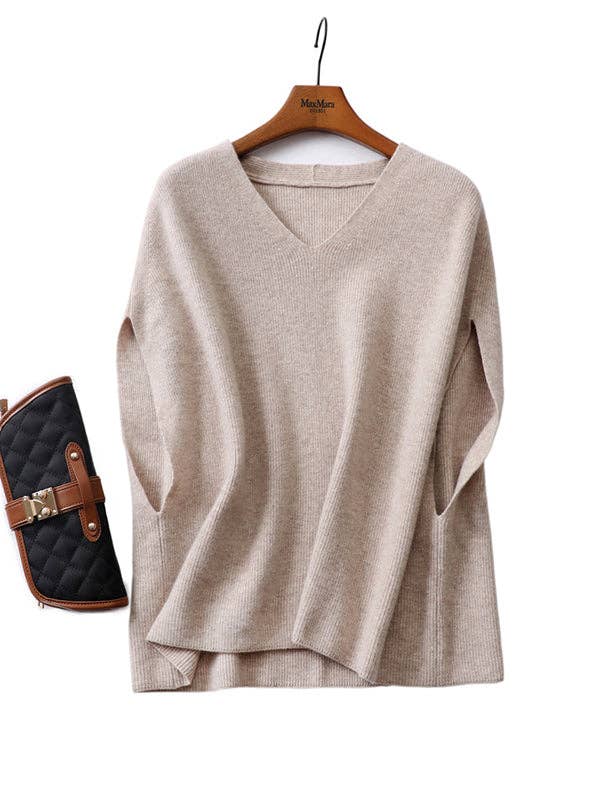 Plush Looks – wholesale Väst - Dam – Avslappnad ärmlös lös enfärgad V-ringad västtopp13