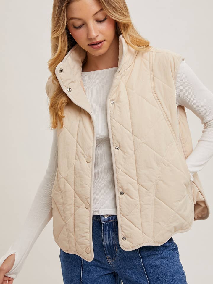 Bluivy - Vendita all'ingrosso Gilè imbottito - Donna - GILET IMBOTTITO TRAPUNTATO CON TASCHE