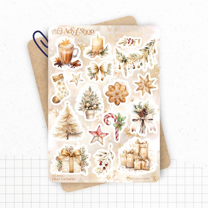 Planches de stickers "Hiver Enchanté" - Autocollants Noël pour la vente par AdyLShop