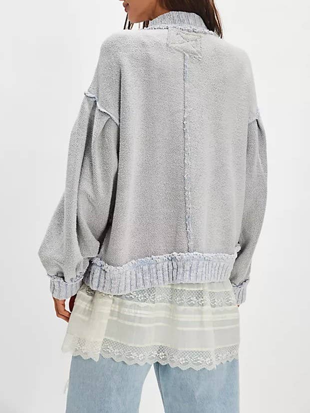 Rosa Clothing - Wholesale Cardigan - Women's - Cozy slouchy boxy drop-shoulder sleeves cardigan6