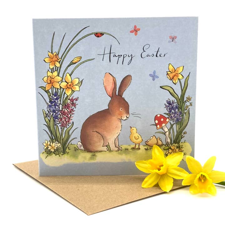 Easter Card Pack of 5 - Easter Rabbit and Chick for wholesale by Ink and Snail Limited
