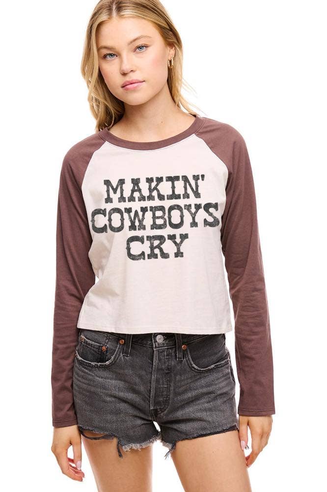 Zutter - Wholesale Screen Printed T-Shirt - Women's - Makin' Cowboys Cry L/S Raglan Graphic Tee1