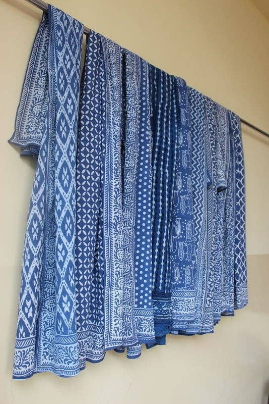 Bhawana Handicrafts - Wholesale Swim Cover Up - Women's - 5 Pcs Lot Hand Block Printed Cotton Indigo Sarong Beachwear1