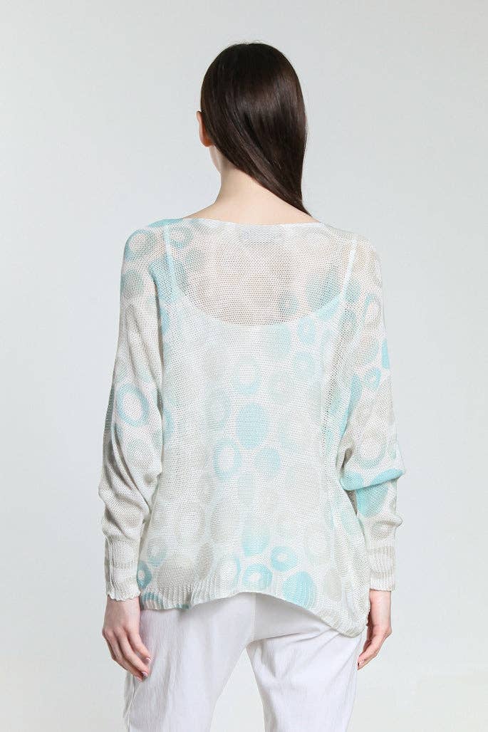  G Aqua w Gold Bubbles Danielle LS Batwing Open Knit Sweater (BLS424B) for wholesale on Faire3