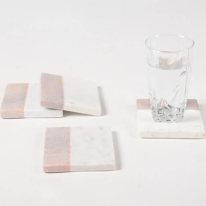 Bases para copos em mármore cortado à mão (conjunto de 4) por atacado de IndieRoots